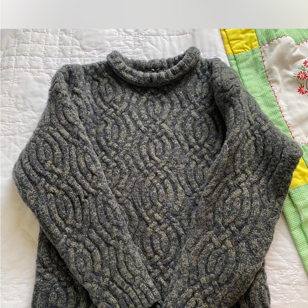 Guess Gray Cowl Neck Cable Knit Sweater